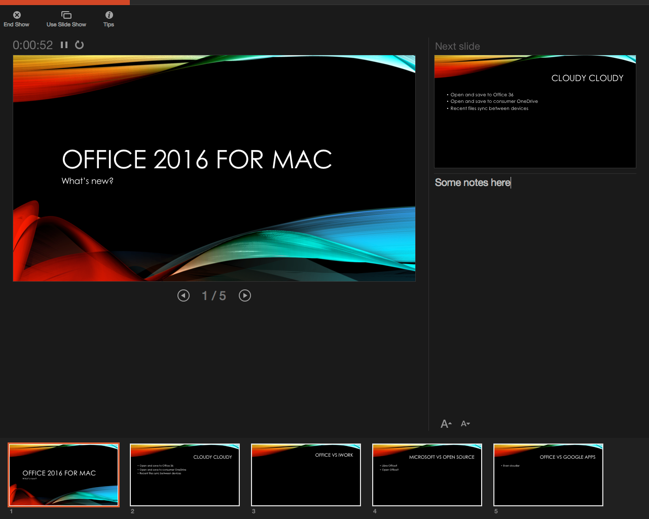 show powerpoint and the presenter for mac